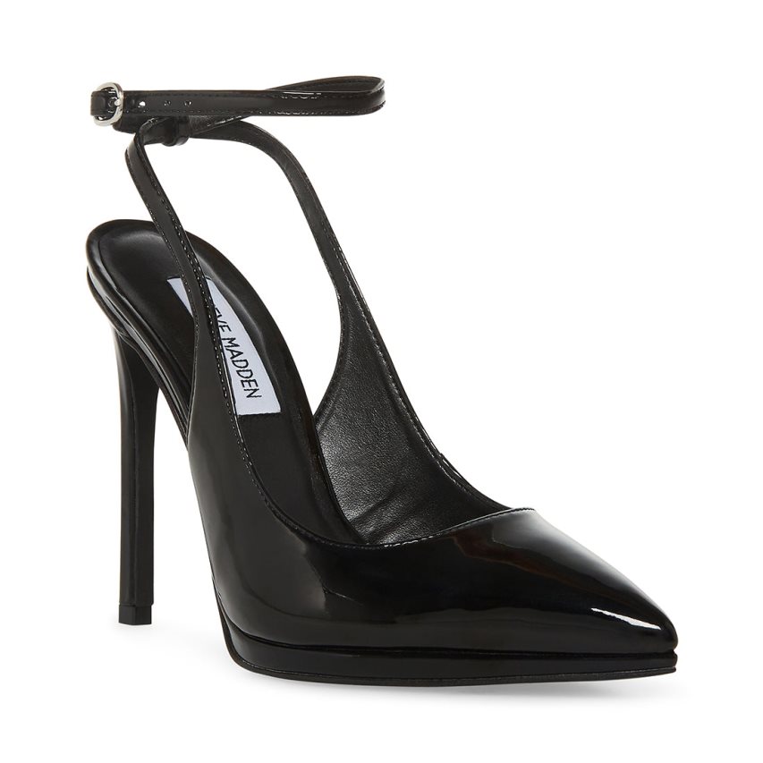 Black Steve Madden Zayla Patent Women's Heels | PH 9640XNJ